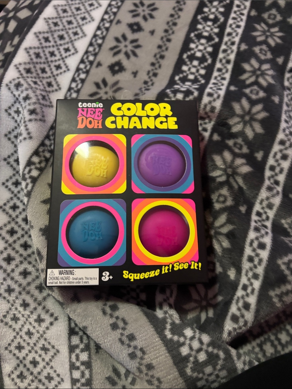 teenie NEE DOH Color Change Sensory Squeeze Set - Yellow, Purple, Blue, Pink
